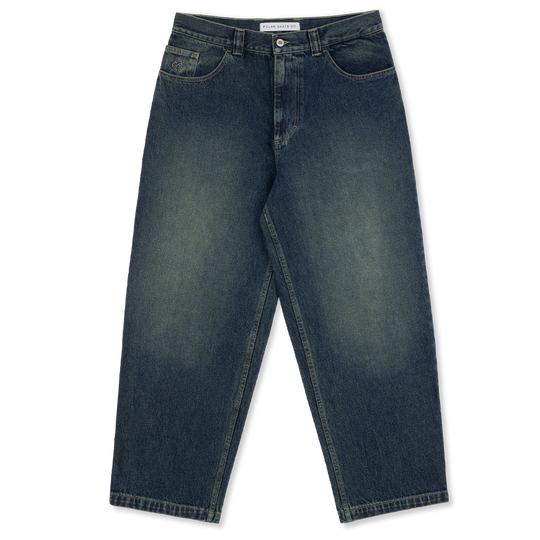 Pair of blue jeans on a white background