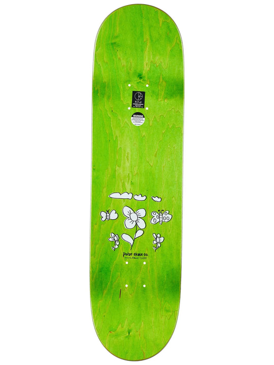 Green skateboard deck with FLORAL white graphics 