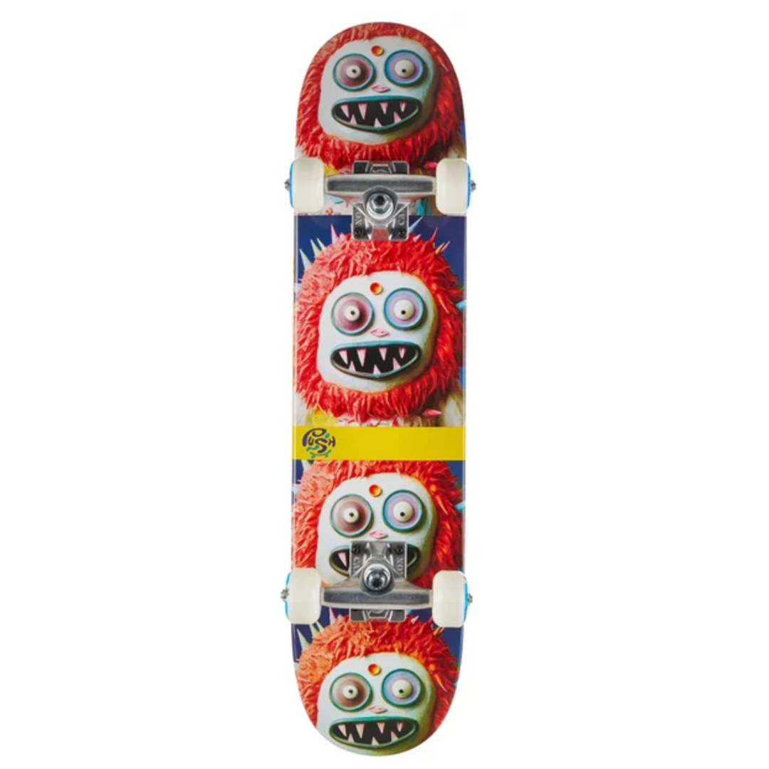 Skateboard with colorful monster design 