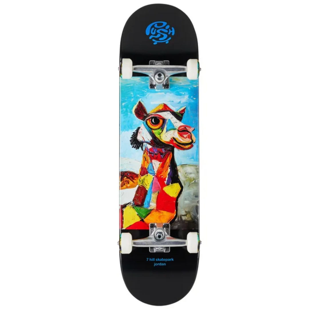 Skateboard with a colorful horse design 