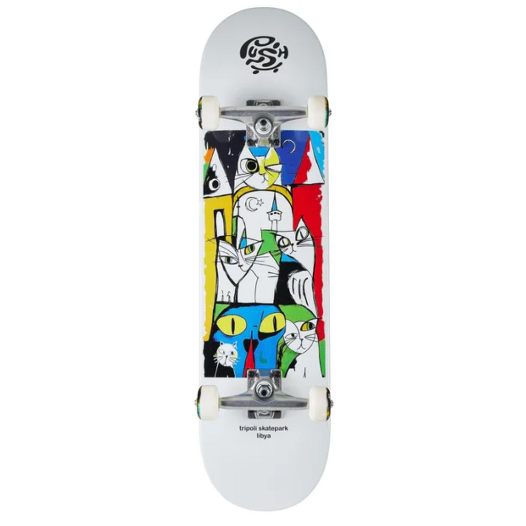 Skateboard with colorful abstract design 
