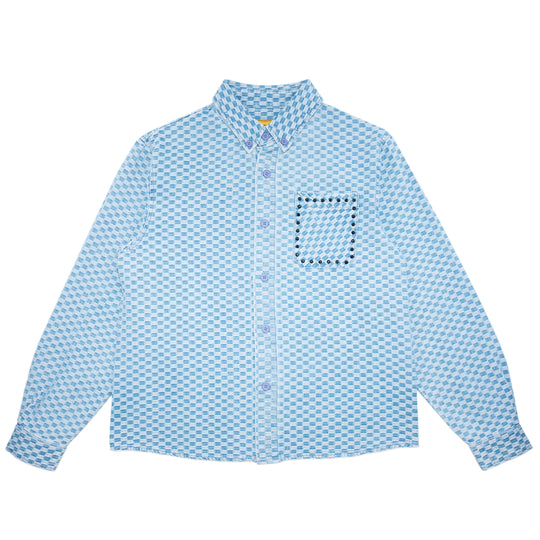 Carpet Company Rhinestone Button Up (Denim)