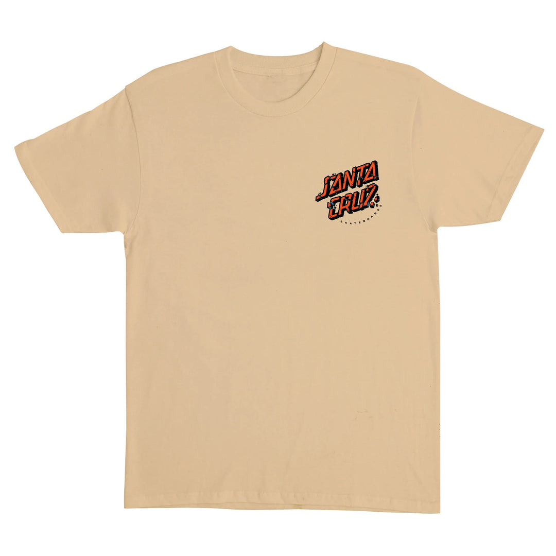 Beige t-shirt with a classic santa cruz logo on the chest 
