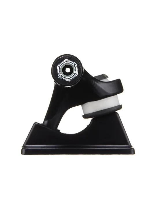 Black and white mechanical component on a white background