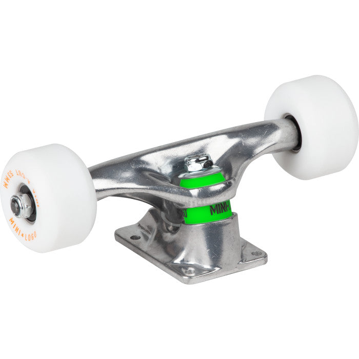 Mini Logo 7.13" Raw Trucks + ML Bearings + A-cut 53mm x 90a White Wheels (Set of 2)