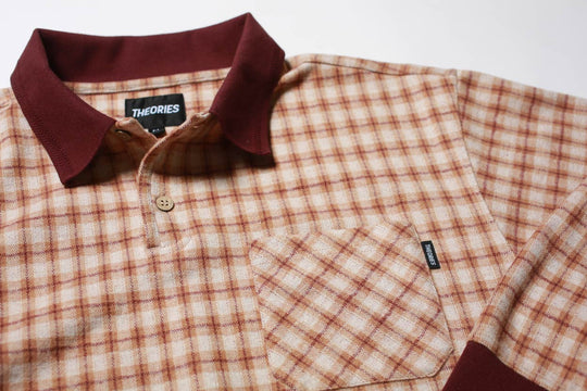 Theories E.S.P. Long Sleeve Polo (Peach &amp; Burgundy)