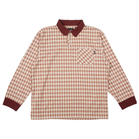 Theories E.S.P. Long Sleeve Polo (Peach &amp; Burgundy)