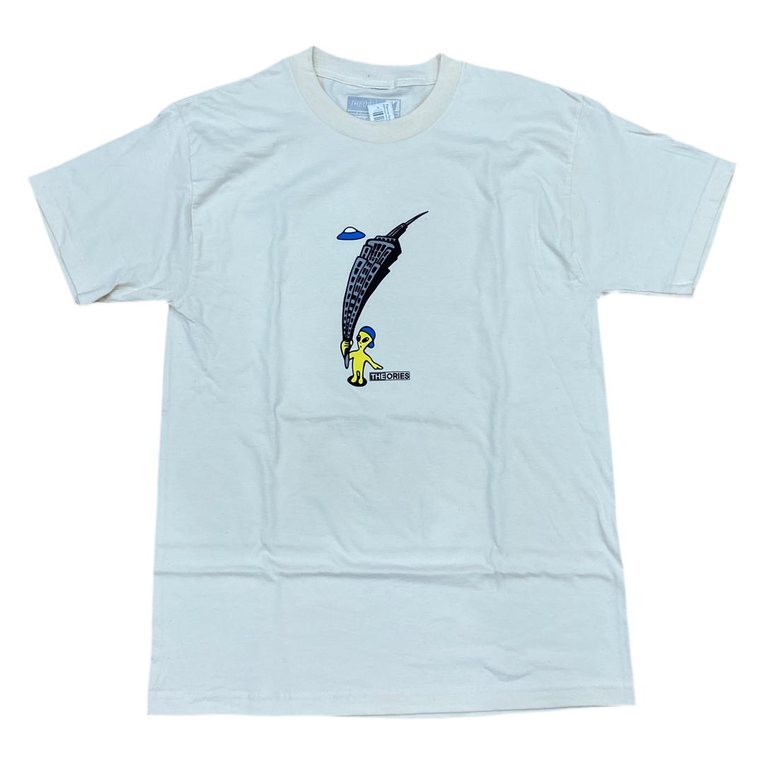 Light blue t-shirt with a graphic design on a white background