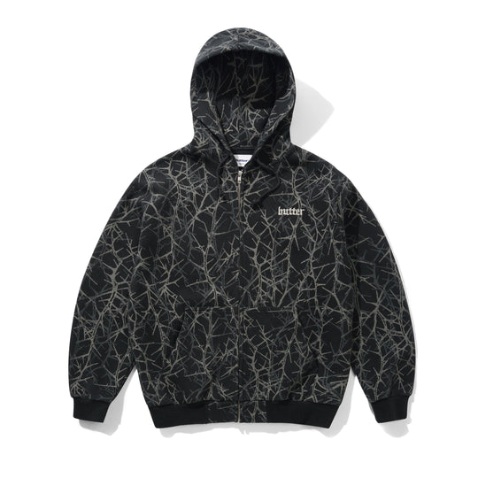 Butter Goods Thorn Camo Zip-Thru Waffle Hoodie (Black)