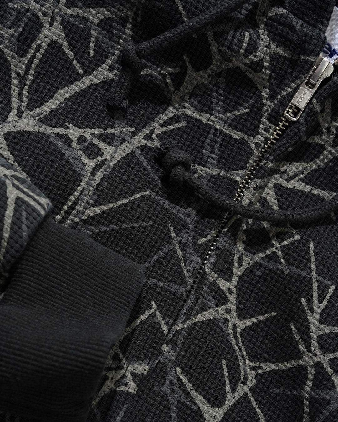 Butter Goods Thorn Camo Zip-Thru Waffle Hoodie (Black)