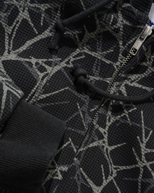Butter Goods Thorn Camo Zip-Thru Waffle Hoodie (Black)
