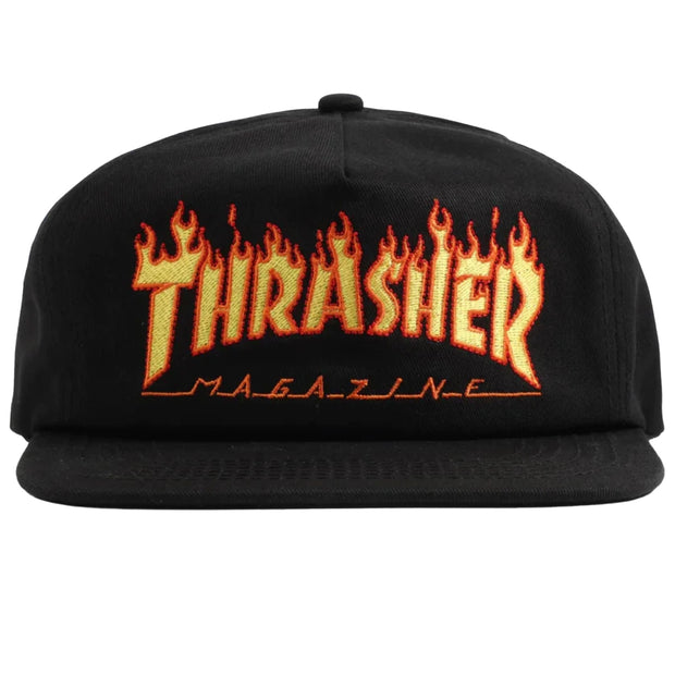 Thrasher Flames Embroidered Snapback black