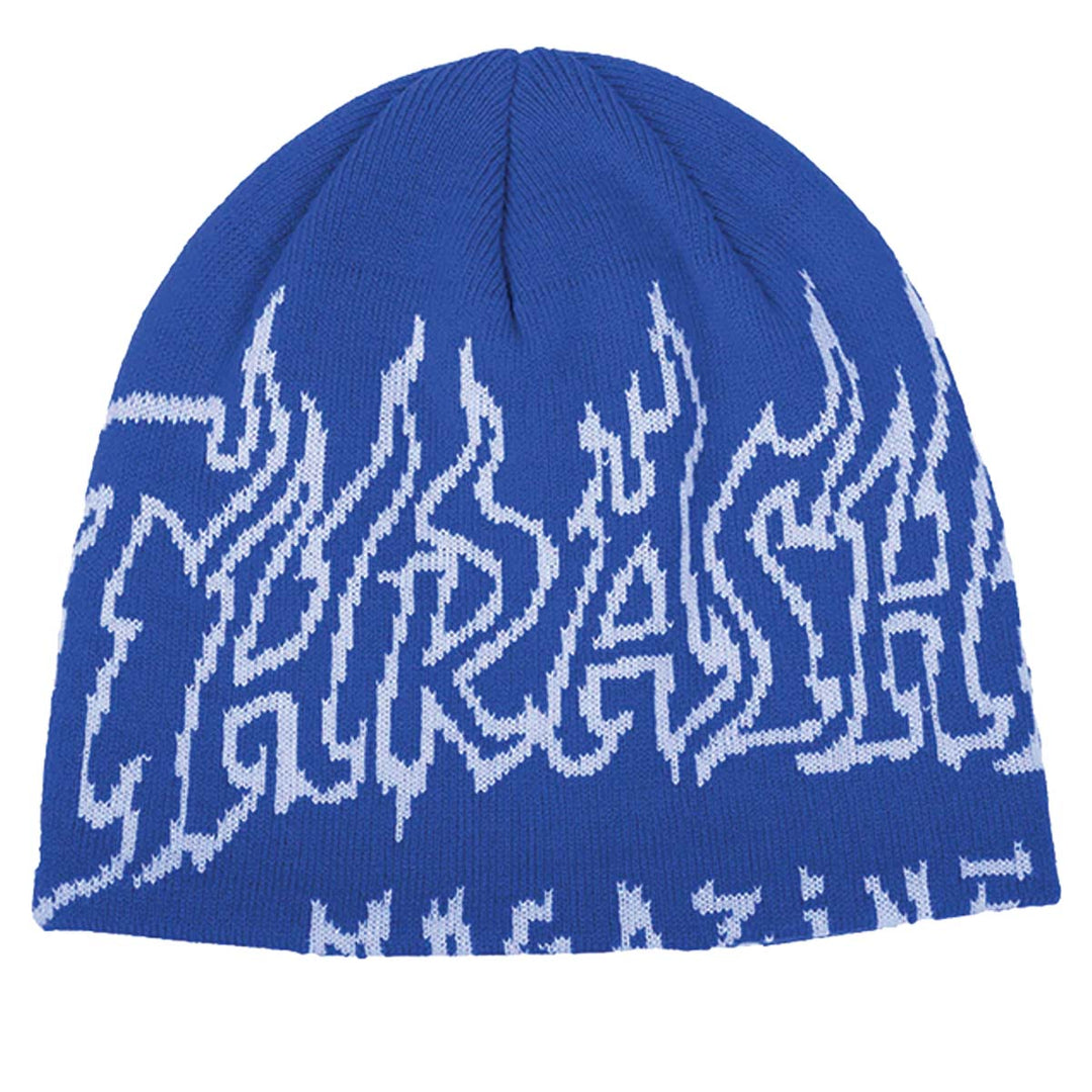 Thrasher Fire Outlined Skully Beanie (Blue)