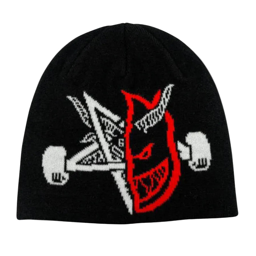 skategoat and spitfire logo on a black beanie