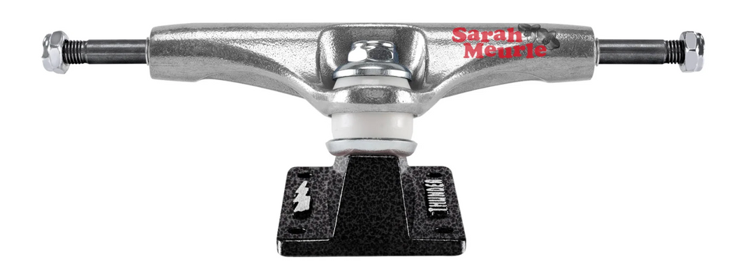 Skateboard truck with metal components on a white background