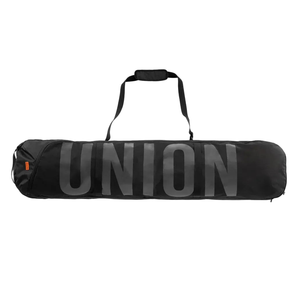 Black ski bag with 'UNION' branding 