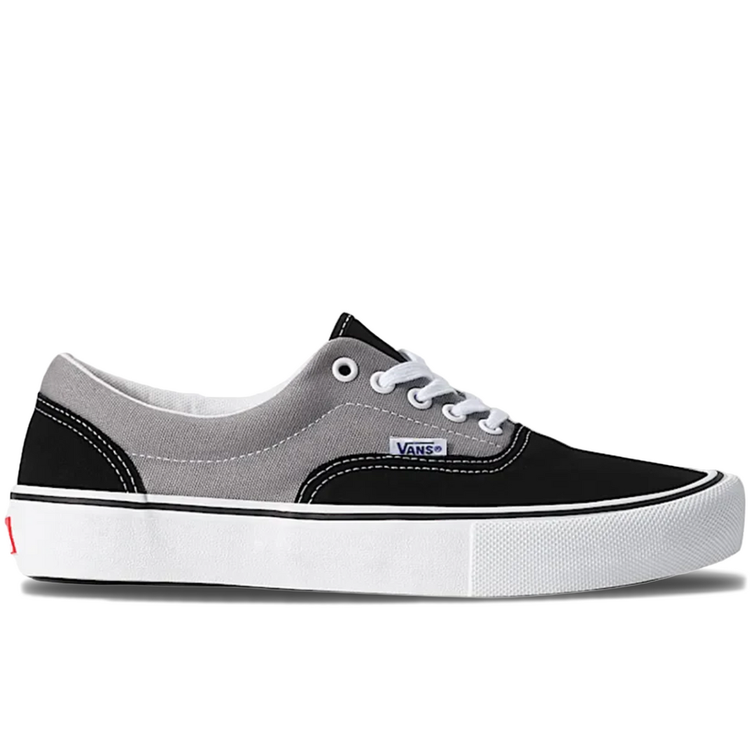 Black and gray vans skate era sneaker with white sole