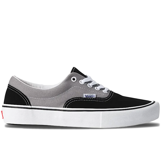 Black and gray vans skate era sneaker with white sole