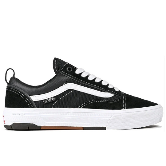 Black and white vans sneaker with a wafflecup sole