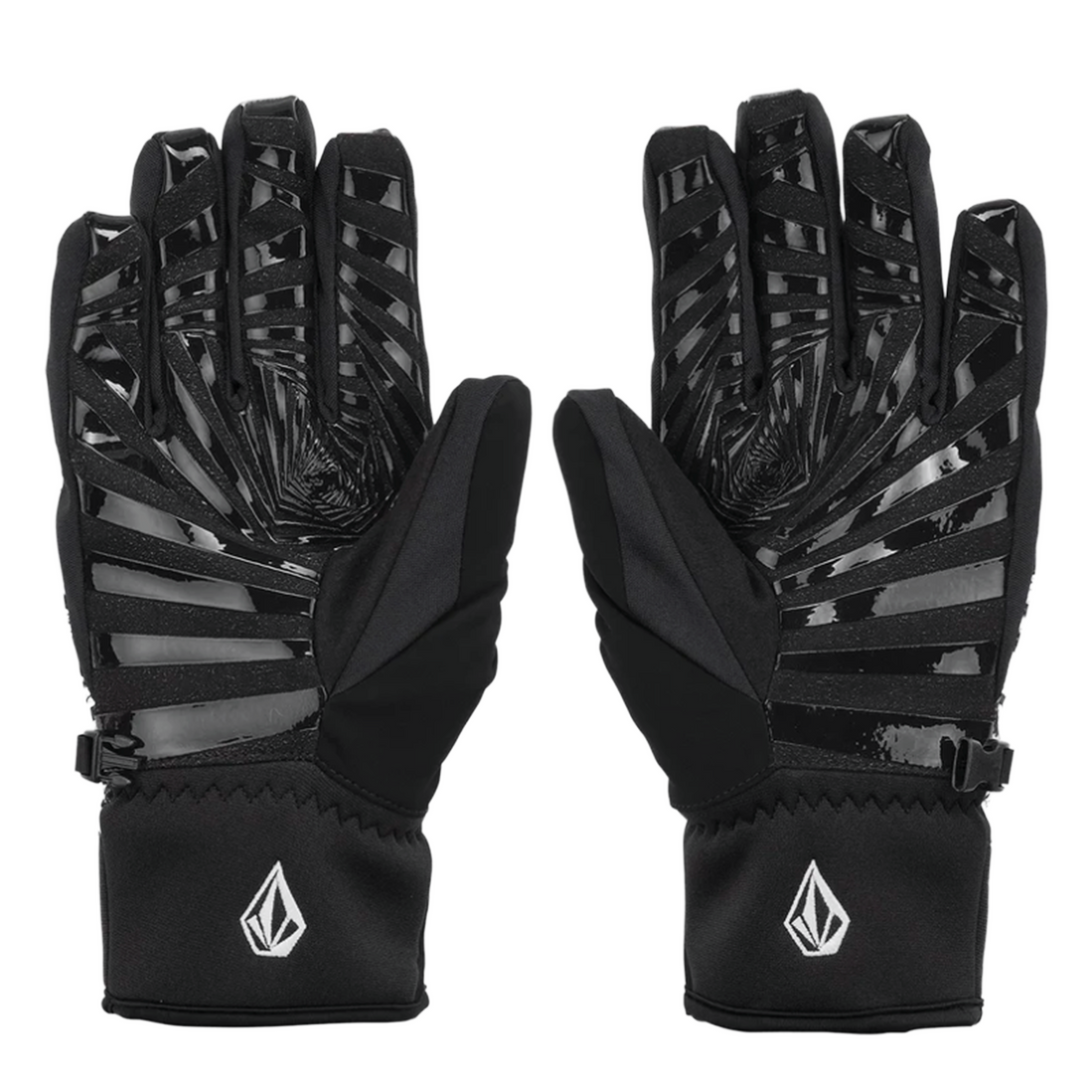 Black gloves with a geometric design 