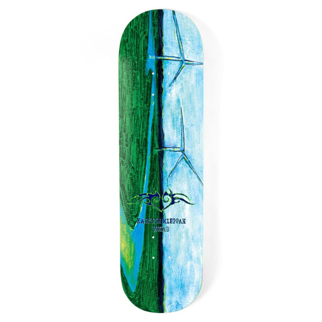 black and green skateboard deck in size 8.5 