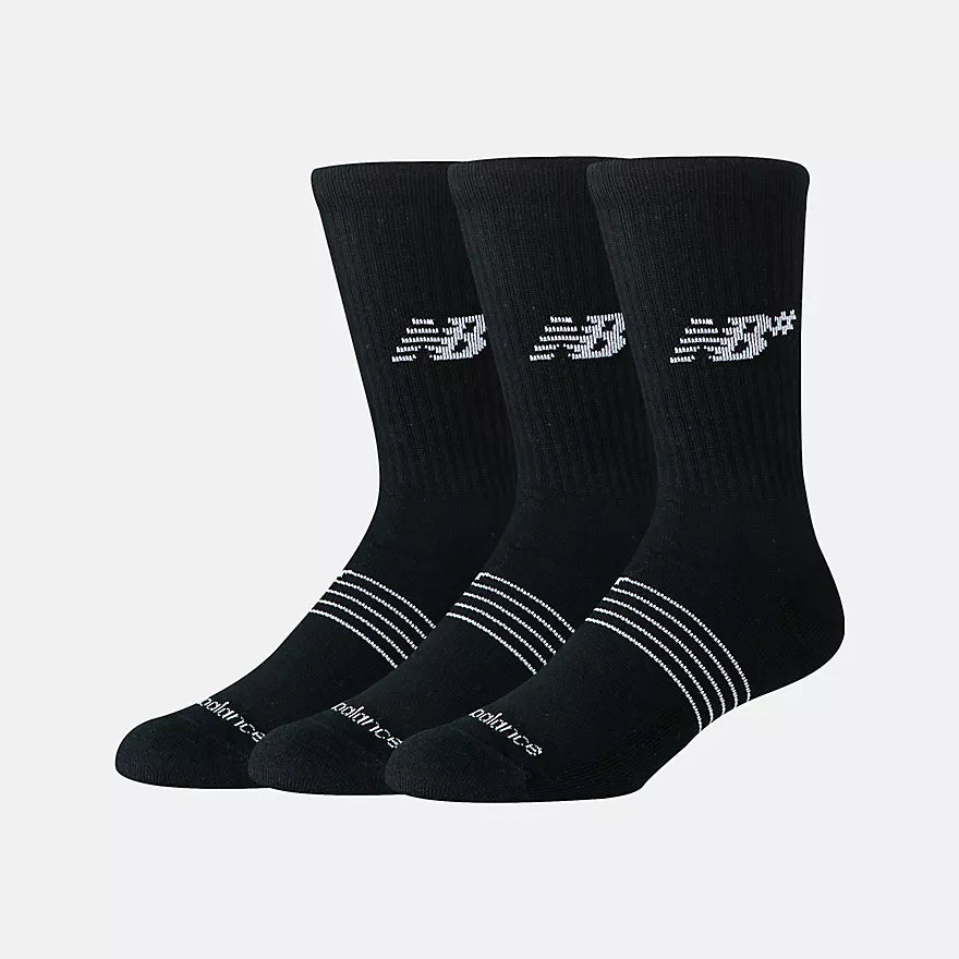 New Balance Active Numeric Crew Socks 3 Pack (Black)