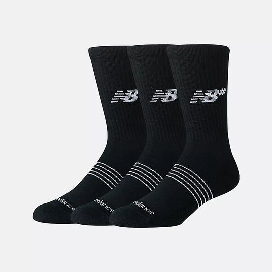 New Balance Active Numeric Crew Socks 3 Pack (Black)