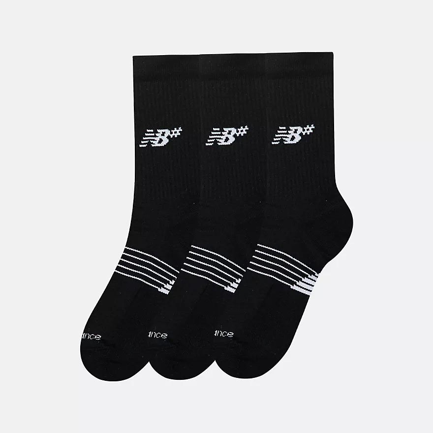 New Balance Active Numeric Crew Socks 3 Pack (Black)