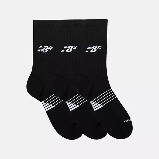 New Balance Active Numeric Crew Socks 3 Pack (Black)