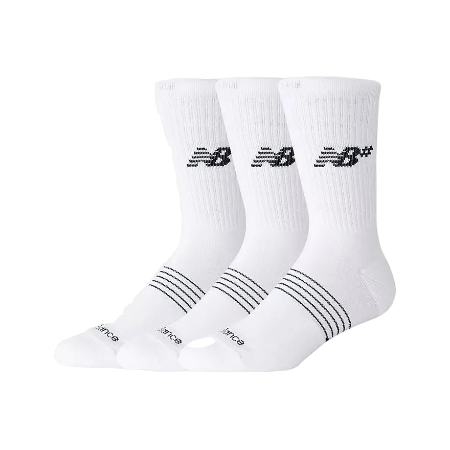 New Balance Active Numeric Crew Socks 3 Pack (White)
