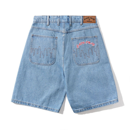 Cash Only Logo Baggy Jean Shorts (Washed Indigo)