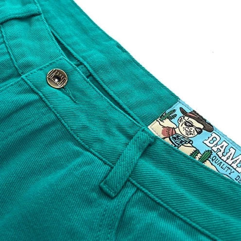 Damage Orange Tab Jeans (Teal)