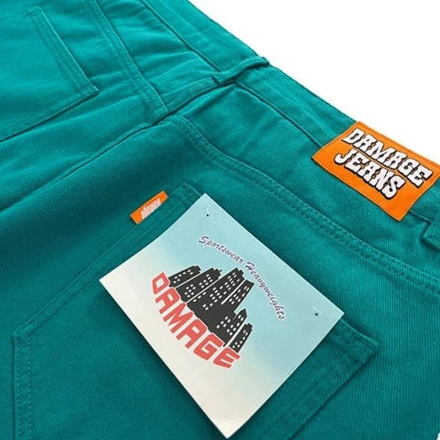 Damage Orange Tab Jeans (Teal)