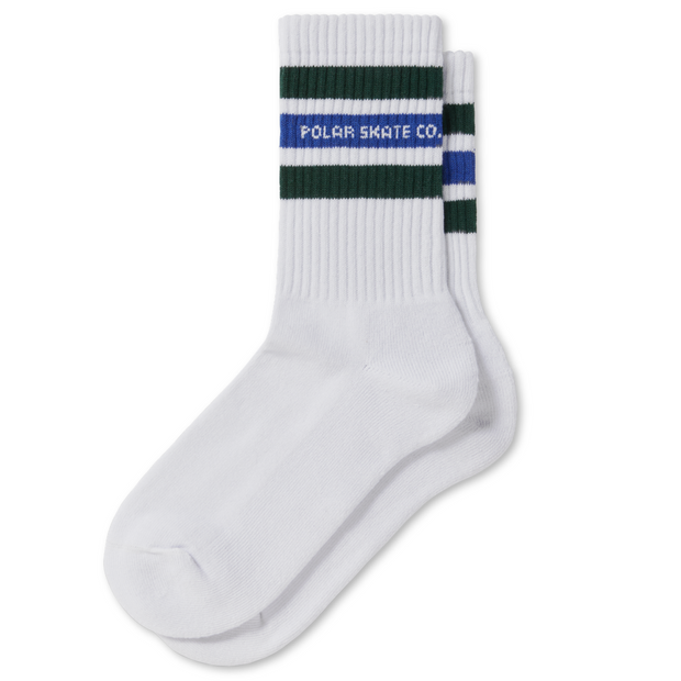 Polar Fat Stripe Socks (White/Green/Blue)