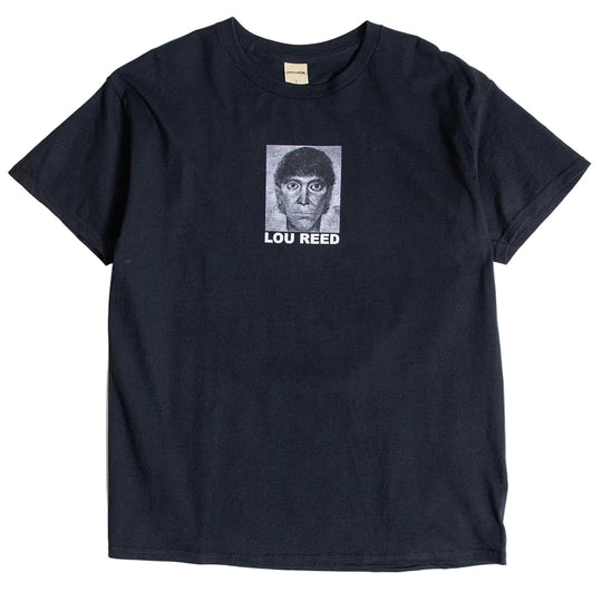 Black t-shirt with a graphic of a face and &