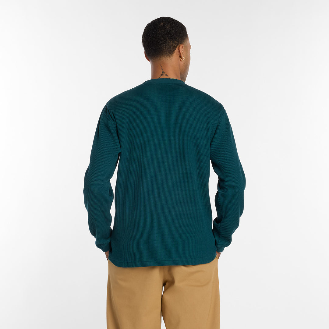 New Balance Numeric Waffle Knit Long Sleeve Henley (Spruce)