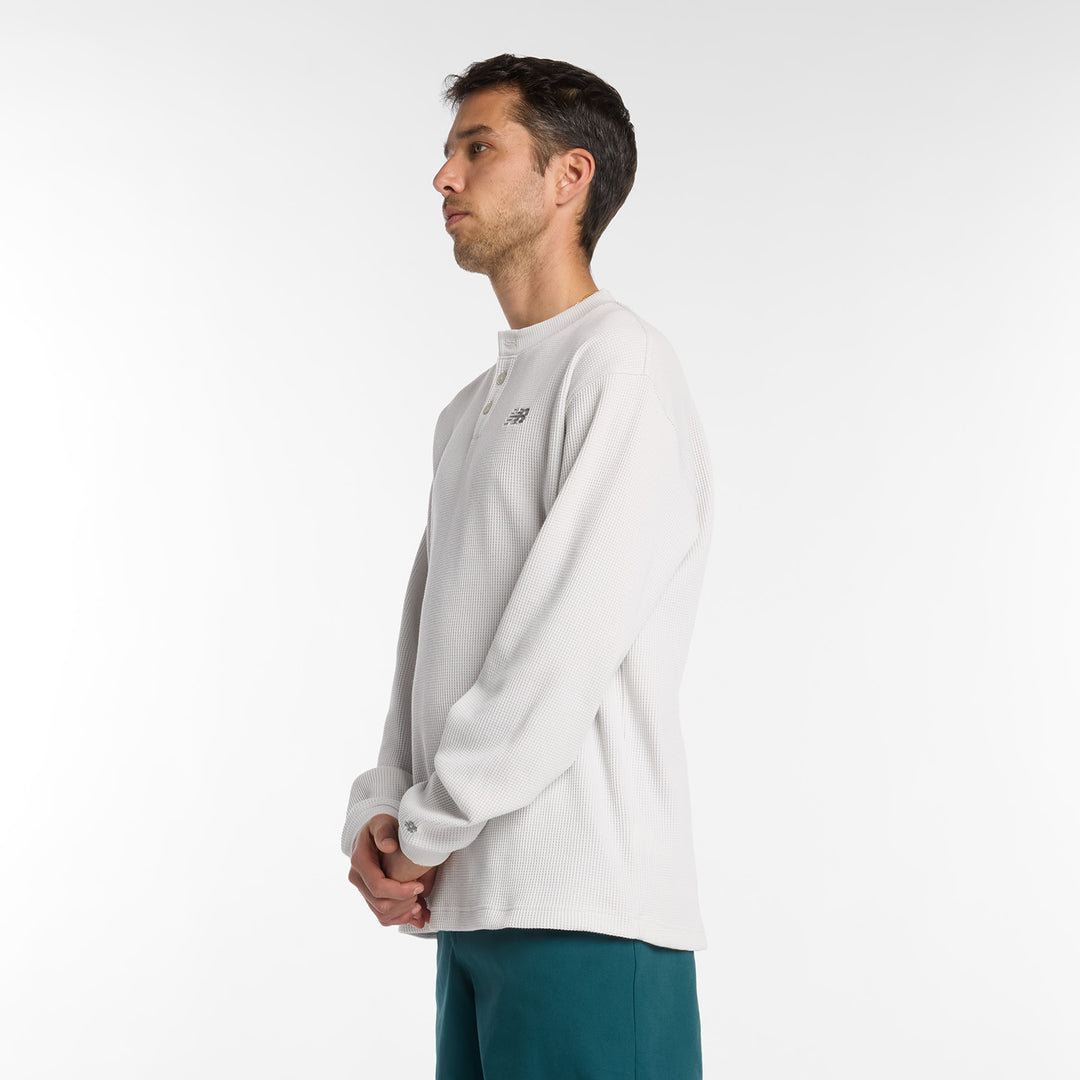 New Balance Numeric Waffle Knit Long Sleeve Henley (Oatmeal)