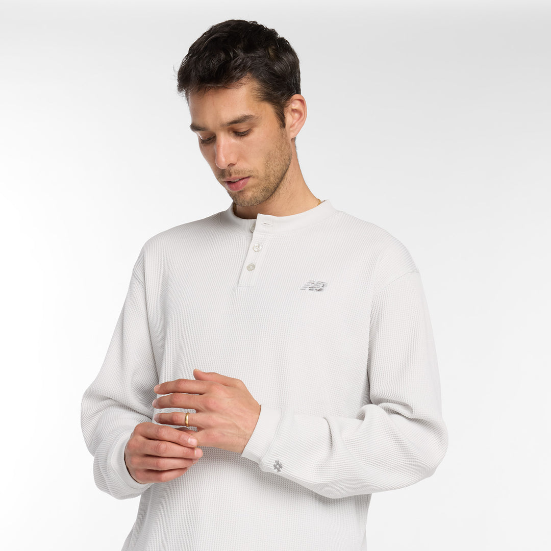 New Balance Numeric Waffle Knit Long Sleeve Henley (Oatmeal)