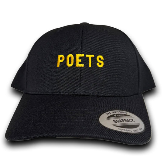 Poets Embroidered Cloth Snapback Hat (Black)