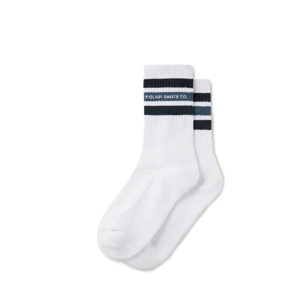 Polar Fat Stripe Rib Socks (White/Blue)