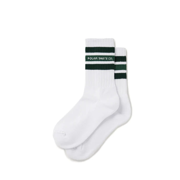 Polar Fat Stripe Rib Socks (White/Green)
