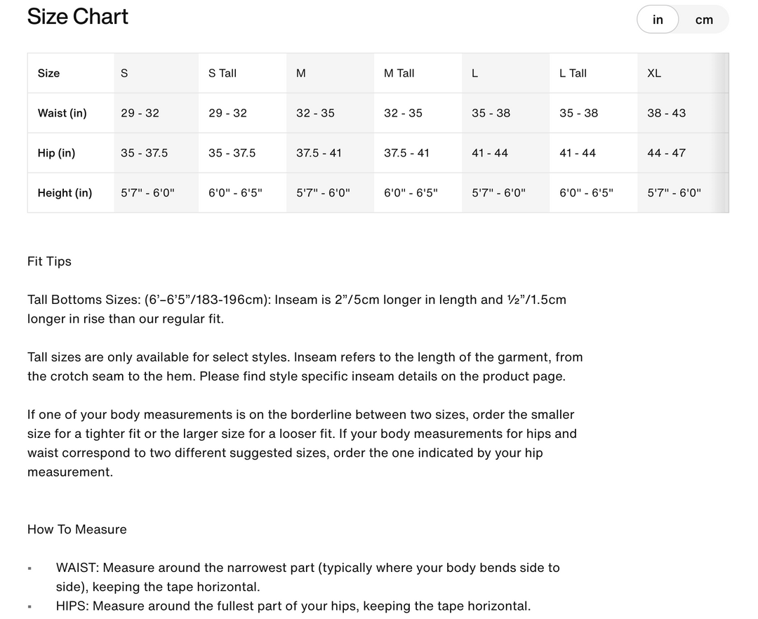 size guide