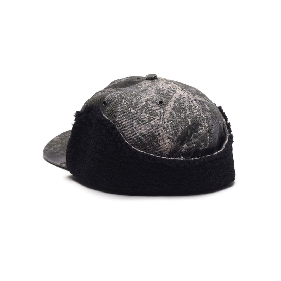 Black and gray distressed baseball cap on a white background