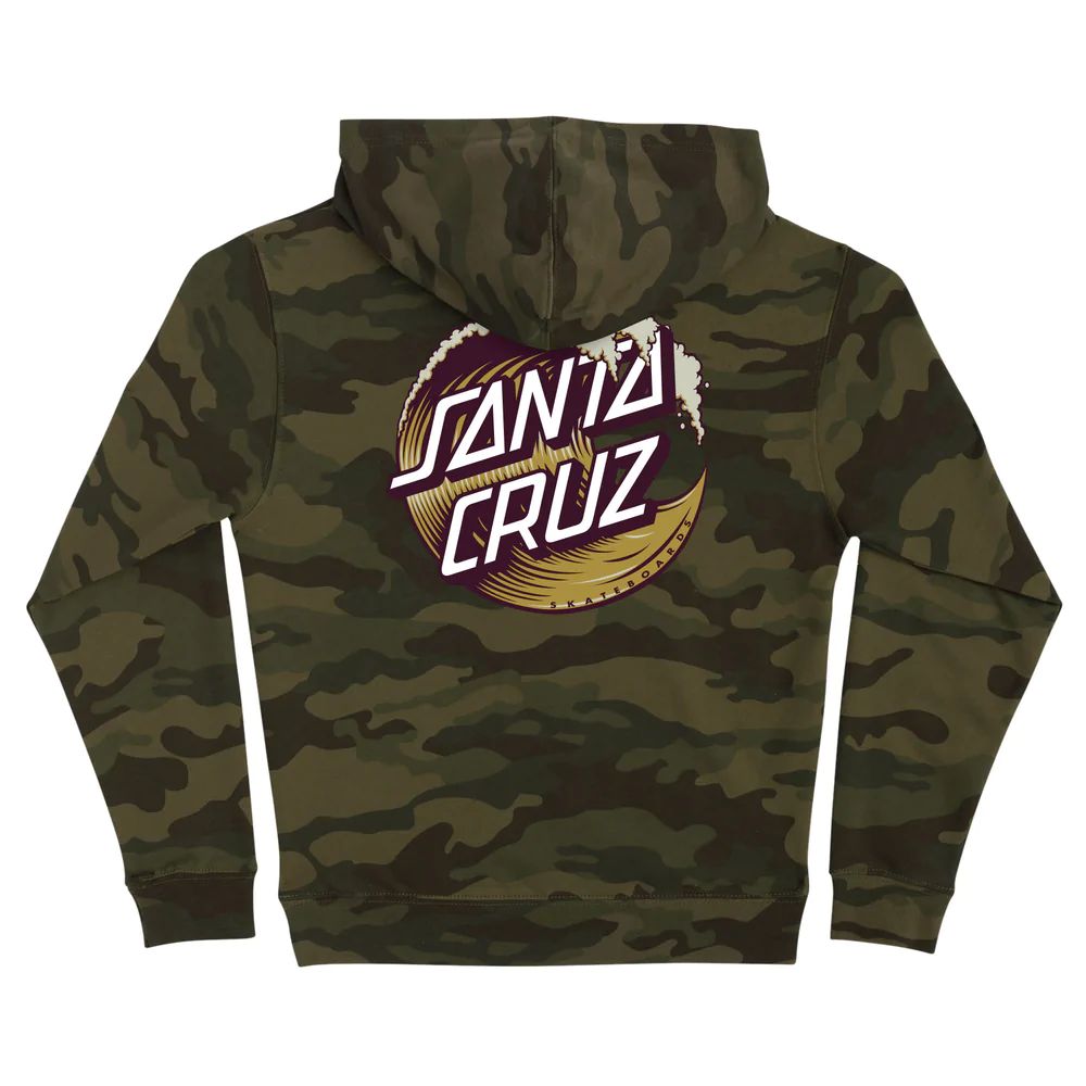 Santa Cruz Youth Wave Dot Hooded Sweatshirt (Forest Camo
