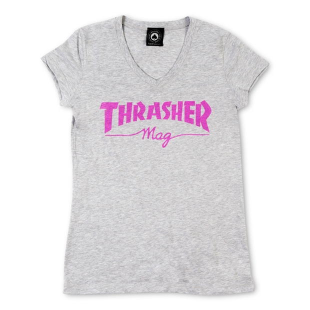 Thrasher Girls Mag Logo V-Neck (Gray)
